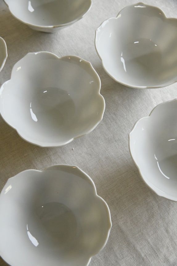 6 White Lotus Porcelain Bowls