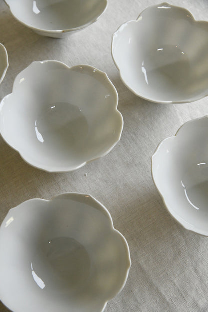 6 White Lotus Porcelain Bowls
