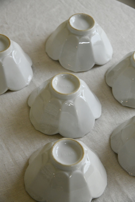 6 White Lotus Porcelain Bowls