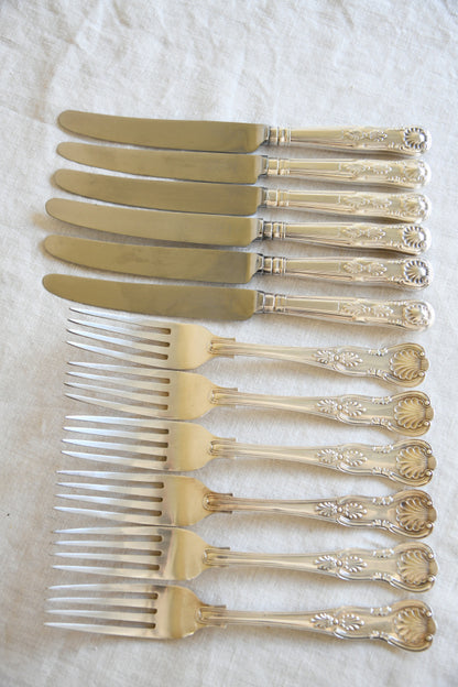 George Butler Kings Pattern 6 Dinner Knives & Forks