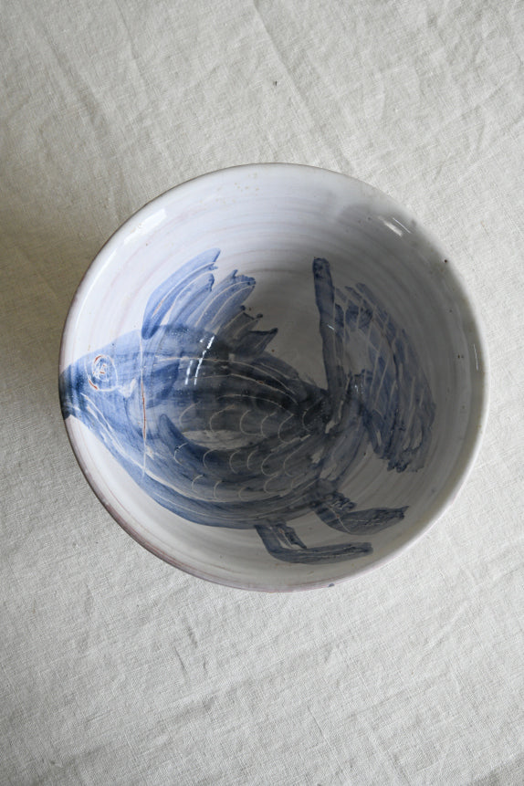 Blue & White Ceramic Fish Bowl