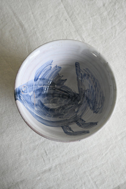 Blue & White Ceramic Fish Bowl