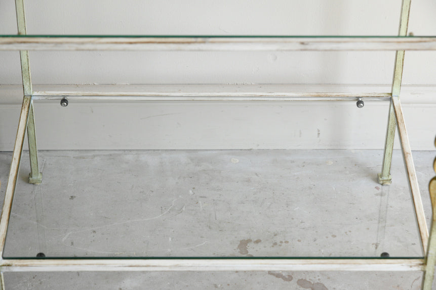 Pair Wrought Iron & Glass Bedside Tables