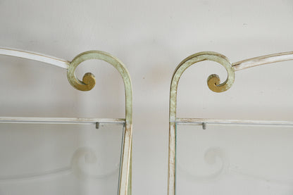 Pair Wrought Iron & Glass Bedside Tables