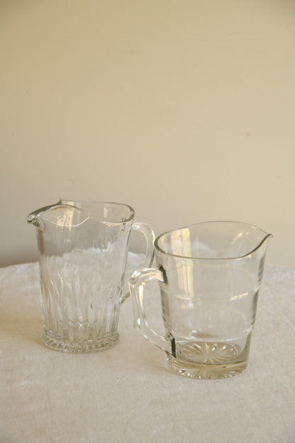 Pair Vintage Glass Water Jugs
