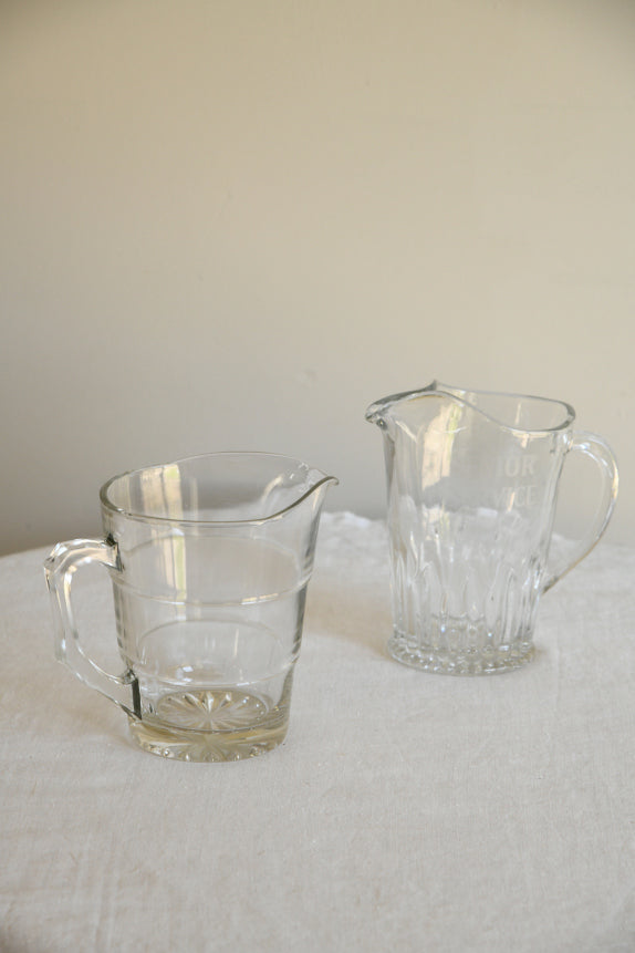 Pair Vintage Glass Water Jugs