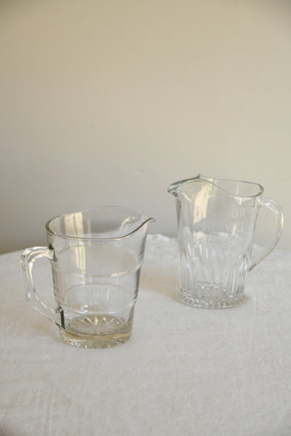 Pair Vintage Glass Water Jugs