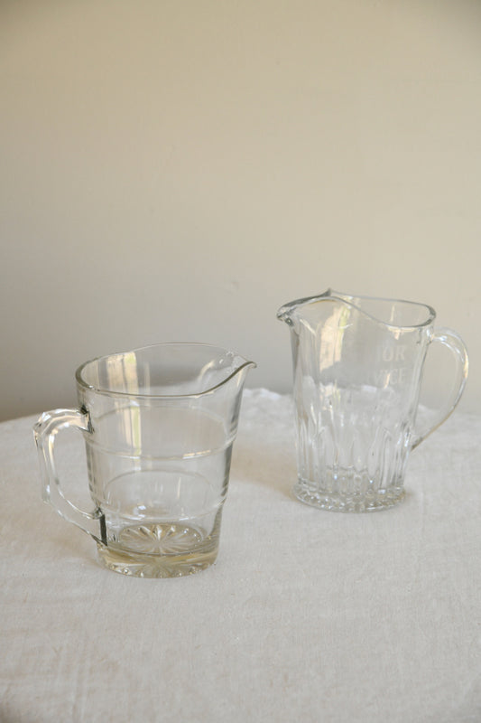 Pair Vintage Glass Water Jugs