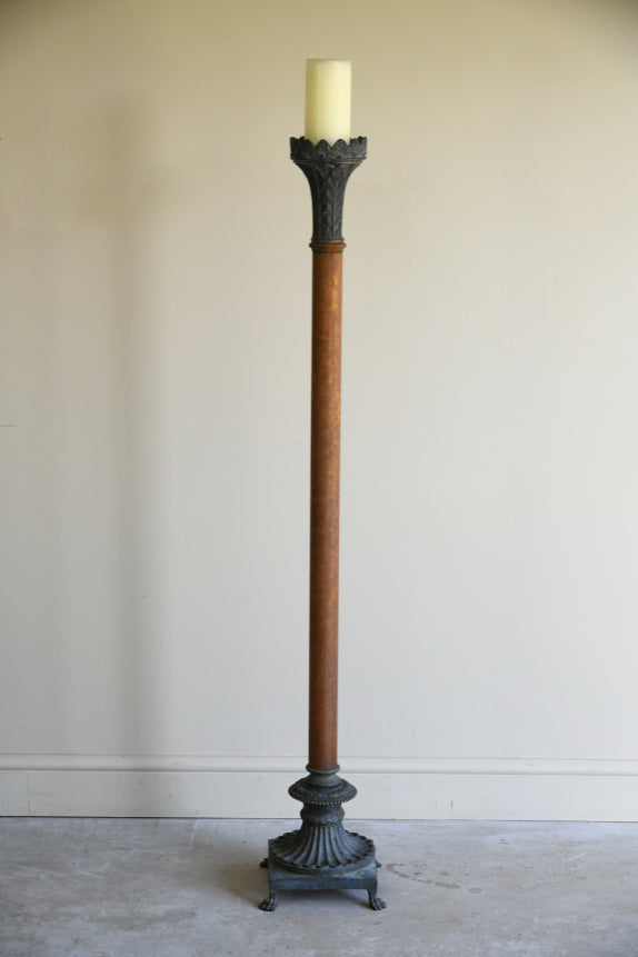 French Leather & Bronze Candle Holder