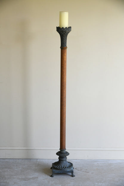 French Leather & Bronze Candle Holder