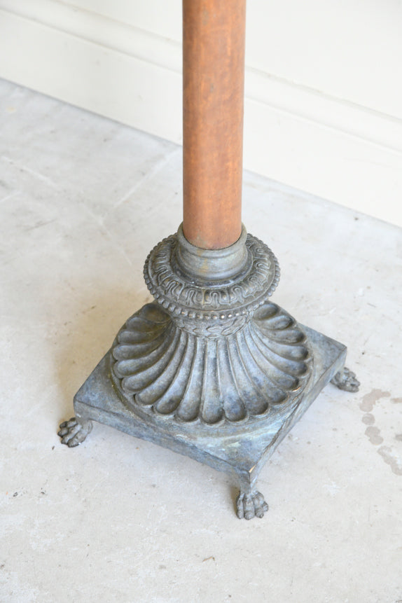 French Leather & Bronze Candle Holder
