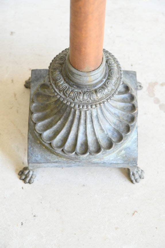 French Leather & Bronze Candle Holder
