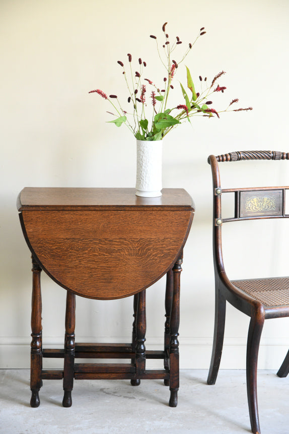 Small Oval Oak Drop Leaf Table