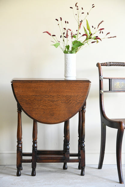 Small Oval Oak Drop Leaf Table