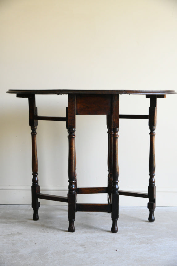 Small Oval Oak Drop Leaf Table