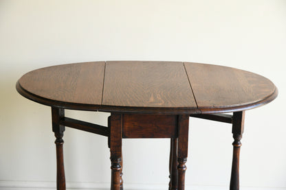 Small Oval Oak Drop Leaf Table