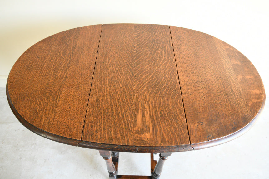 Small Oval Oak Drop Leaf Table