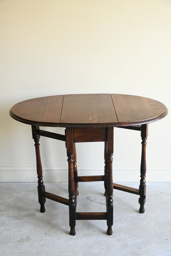 Small Oval Oak Drop Leaf Table