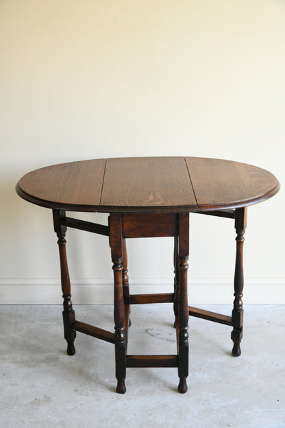 Small Oval Oak Drop Leaf Table