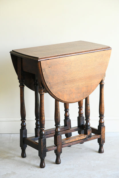 Small Oval Oak Drop Leaf Table