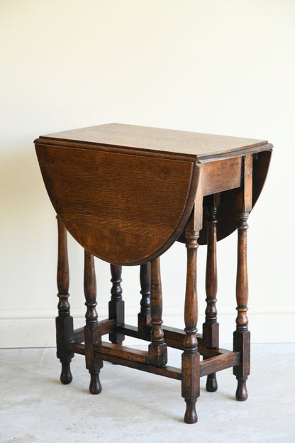 Small Oval Oak Drop Leaf Table