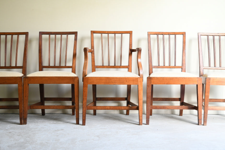 Set 5 Georgian Style Stained Beech Dining Chairs