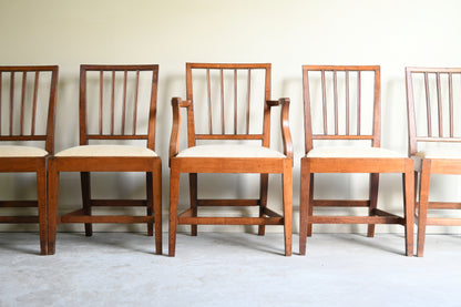 Set 5 Georgian Style Stained Beech Dining Chairs