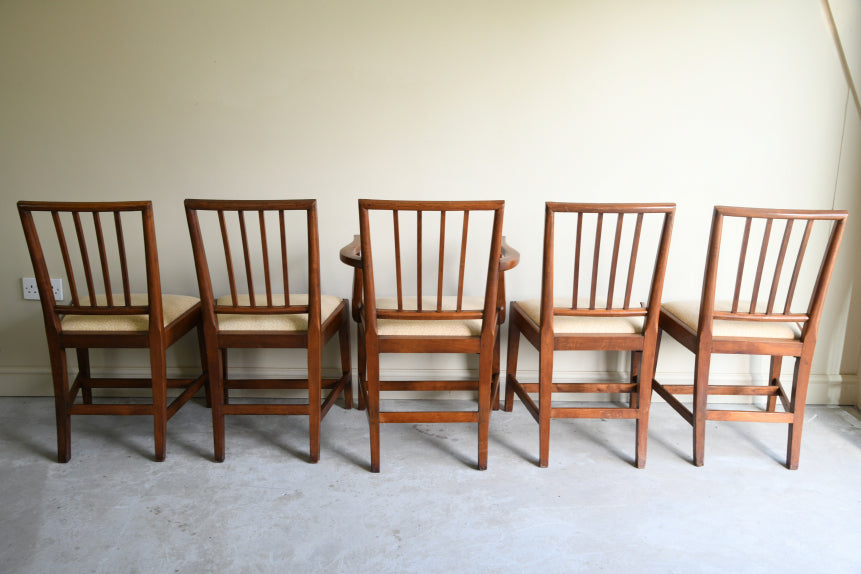 Set 5 Georgian Style Stained Beech Dining Chairs