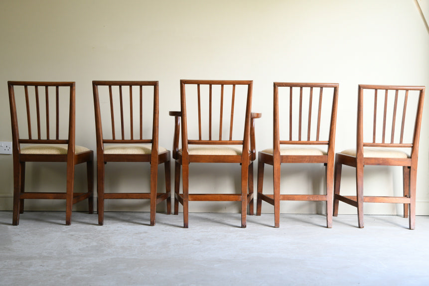 Set 5 Georgian Style Stained Beech Dining Chairs
