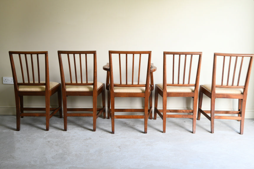 Set 5 Georgian Style Stained Beech Dining Chairs