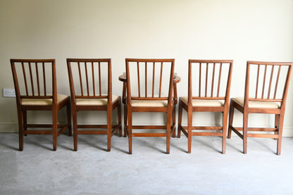 Set 5 Georgian Style Stained Beech Dining Chairs