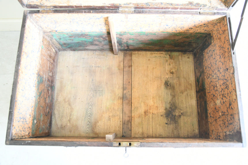 Large Antique Oak & Iron Clad Silver Chest