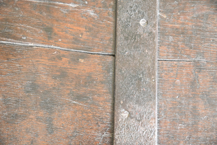 Large Antique Oak & Iron Clad Silver Chest