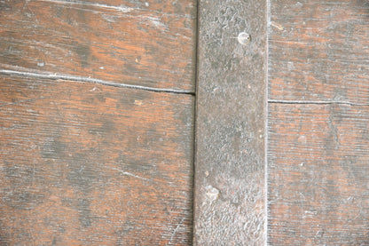 Large Antique Oak & Iron Clad Silver Chest