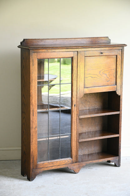 Arts & Crafts Oak Combination Bookcase Bureau