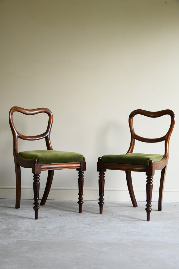 Pair Victorian Balloon Back Chairs
