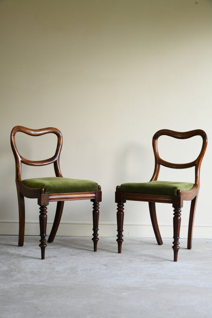 Pair Victorian Balloon Back Chairs