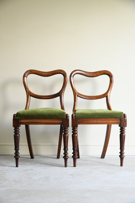 Pair Victorian Balloon Back Chairs
