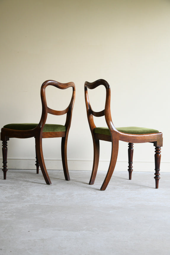 Pair Victorian Balloon Back Chairs