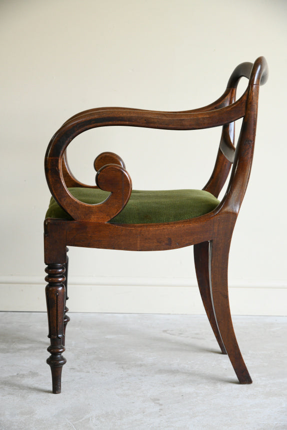 Single Victorian Mahogany Balloon Back Carver Dining Chair