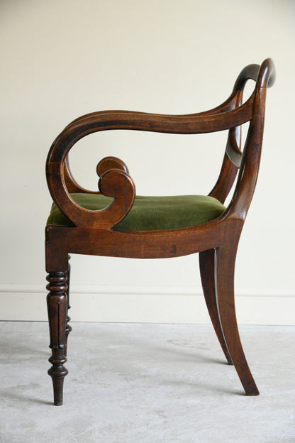 Single Victorian Mahogany Balloon Back Carver Dining Chair