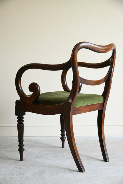 Single Victorian Mahogany Balloon Back Carver Dining Chair