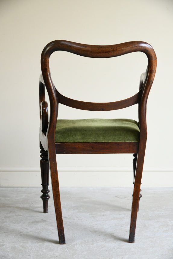 Single Victorian Mahogany Balloon Back Carver Dining Chair