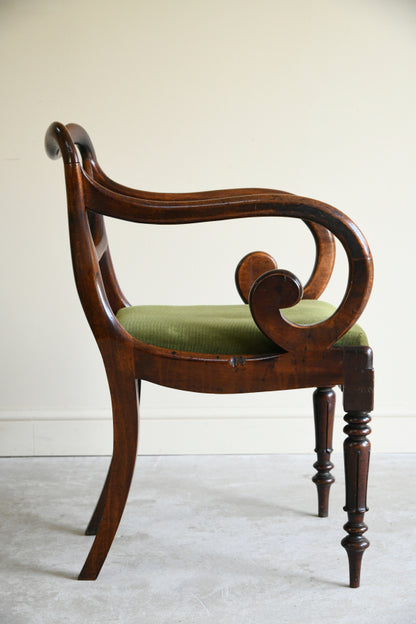 Single Victorian Mahogany Balloon Back Carver Dining Chair