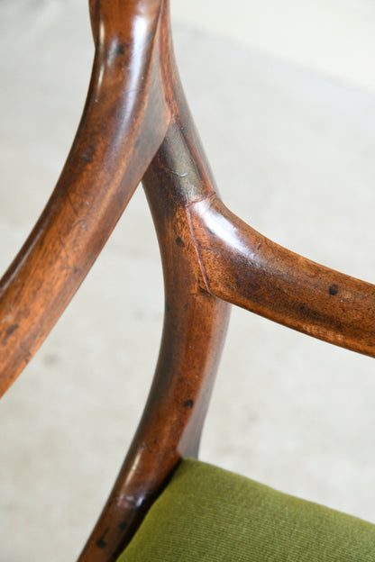 Single Victorian Mahogany Balloon Back Carver Dining Chair