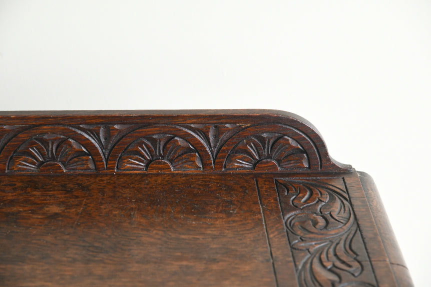 Antique Victorian Carved Oak Hall Table