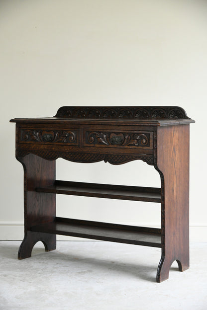 Antique Victorian Carved Oak Hall Table