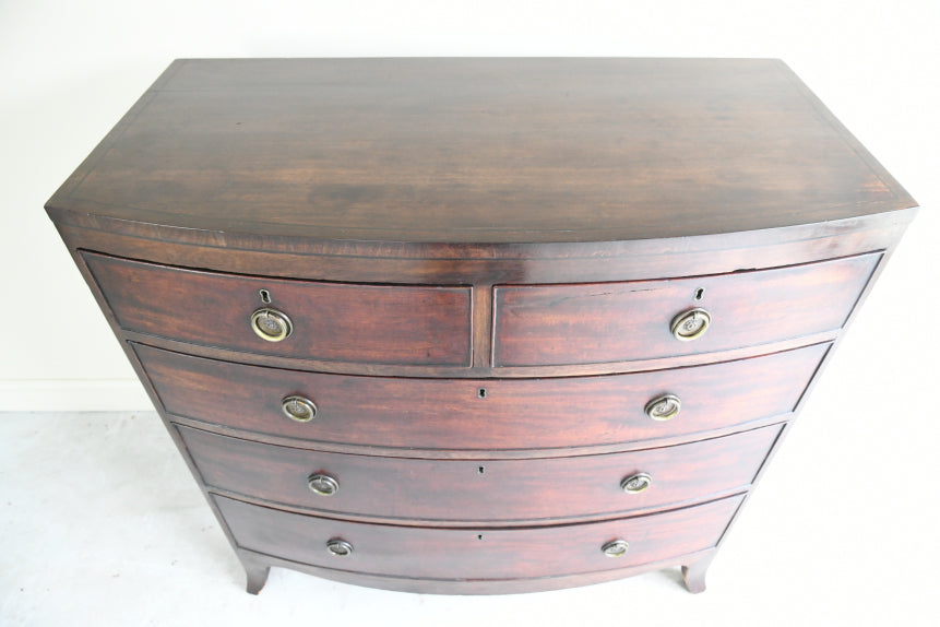 Antique Mahogany Bow Front Chest of Drawers