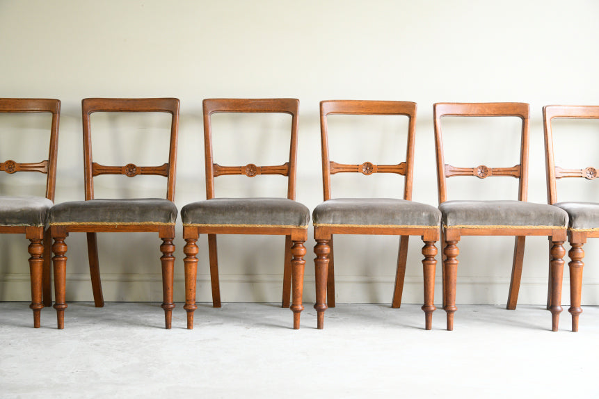 6 Victorian Oak Dining Chairs