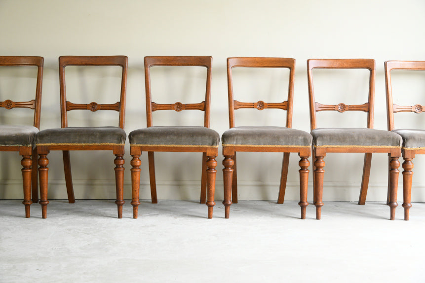 6 Victorian Oak Dining Chairs